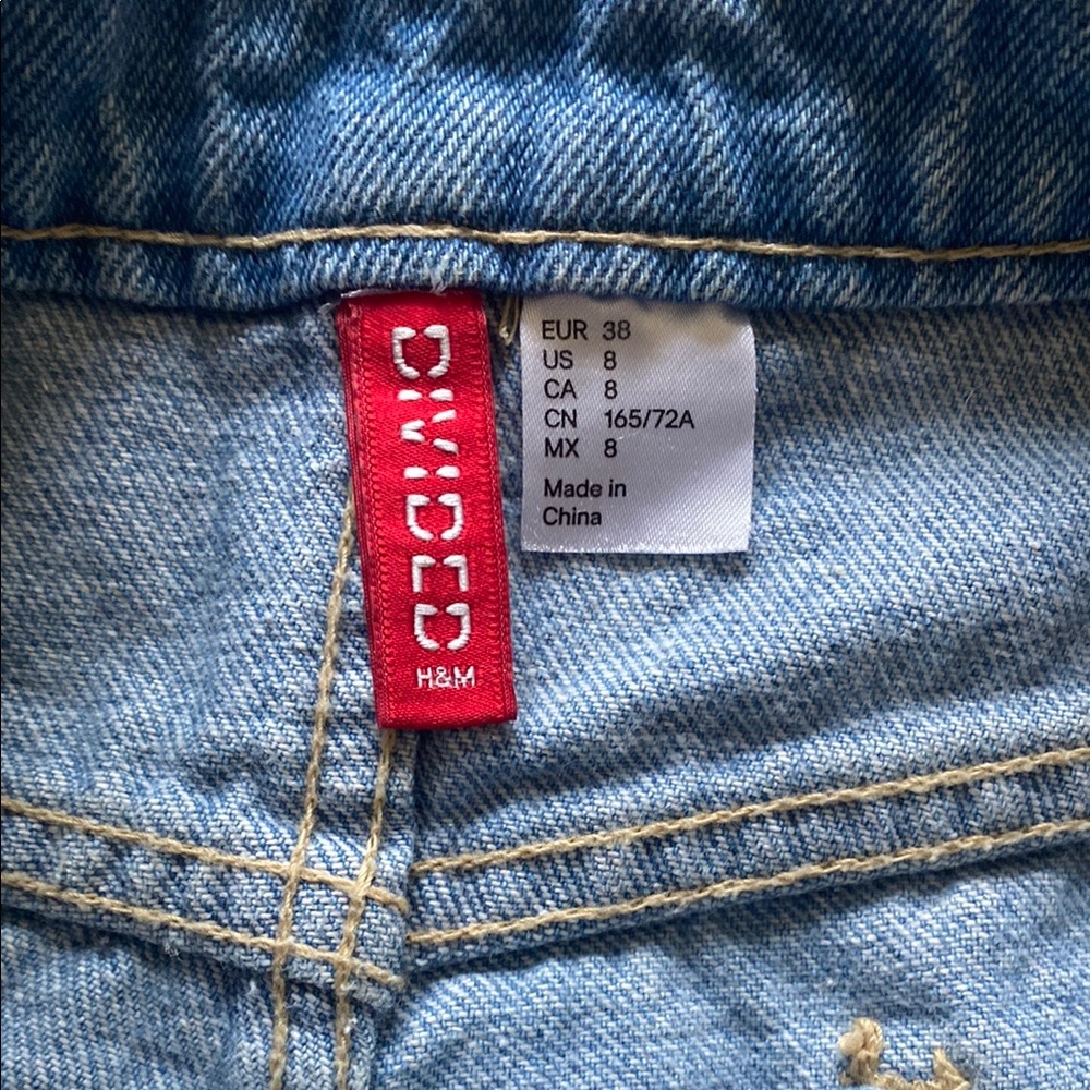 Light Blue Distressed Denim Shorts - Picture 3 of 3